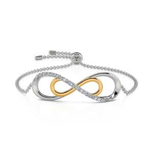 Jeulia Rhodium Plated Sterling Silver Double Layer <b>Infinity</b> Charm <b>Bracelet</b> with Zircon - Product Image 1