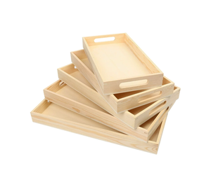 Plateau de service en bois de qualité supérieure fait à la main, design personnalisé, design moderne durable, poignées pour la maison, l'hôtel, la restauration, utilisation de qualité commerciale - Product Image 2