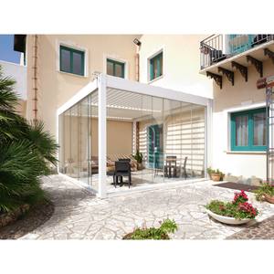 Favignana 4x4 Italian Aluminum Bioclimatic <b>Pergola</b> Wall-Leaning Design to Enhance Outdoor Spaces <b>Pavilion</b> or <b>Gazebo</b> - Product Image 1