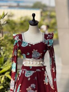 Lehenga Choli indien traditionnel prêt-à-porter, fantaisie, décontracté, en georgette imprimé, entièrement cousu, costume pour les occasions spéciales, séchage rapide - Product Image 6