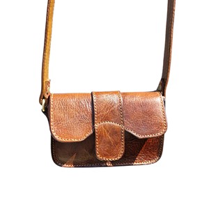Lady Moroccan Vintage Brown Oil <b>Tanned</b> Genuine <b>Leather</b> Mini Crossbody Bag Purse Flap Closure Travel Gifting 6.3/11.4 Inch All - Product Image 4