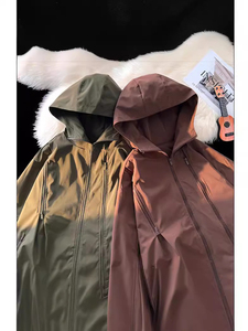 OEM diseño personalizado al aire libre chaquetas sueltas de color sólido cortavientos chaqueta de hombre - Product Image 6