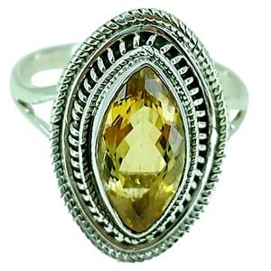 Bague artisanale pour femme en argent sterling 925 de Navya Craft, avec pierre précieuse jaune citrine de forme marquise, pierre de naissance de novembre, tailles 4, diamant - Product Image 4