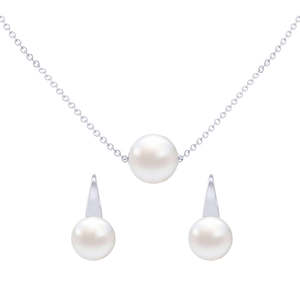 Ensemble de boucles d'oreilles pendantes classiques en argent sterling 92,5 avec perle et chaîne, bijoux élégants et raffinés, cadeau pour femmes et filles - Product Image 1