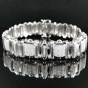 S925 <b>Silver</b> Luxury Tennis Style Gold Plated Moissanite Sparkling Diamond Fashion Jewelry Gift <b>Bracelet</b> <b>for</b> Men - Product Image 1