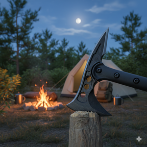 ขวานและขวานตีไม้ใบมีดคู่เหล็กกล้าคาร์บอนสูงอเนกประสงค์ ระดับอุตสาหกรรม พร้อมด้ามจับเหล็ก สำหรับการล่าสัตว์และตั้งแคมป์ - Product Image 5