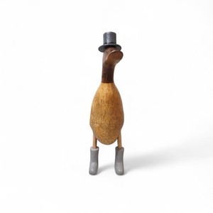 Estatuilla de pato de madera tallada a mano ecológica al por mayor decoración de exhibición de acento para el hogar - Product Image 2