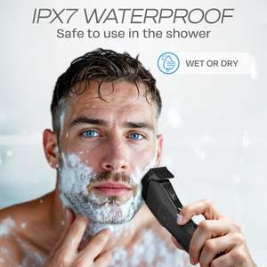 Tondeuse à barbe sans fil rechargeable USB-C de qualité supérieure, réglage de la longueur précis par cadran, lame en T en acier inoxydable, batterie - Product Image 5