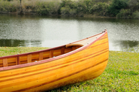 Canoë gonflable artisanal en cèdre avec coque à nervures courbées, 12 pieds, capacité 2 personnes, pagaie incluse pour la pêche en lac
