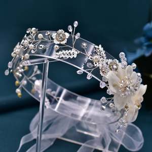 Bridella BHP275 <b>Silver</b> Rhinestone & Pearl <b>Headband</b>-Comfortable Fit for Weddings Formal Events & Elegant Bridal Headwear - Product Image 4