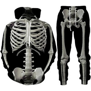 Sudadera con Capucha de Felpa Gruesa de Alta Calidad, Estilo Oversize, con Estampado de Huesos, Personalizable, 400 Gramos, Mezcla de Algodón, para Hombre - Product Image 2