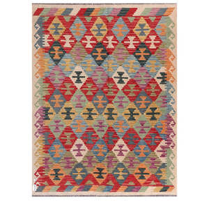 Alfombra Kilim de Maimana, Afganistán, 197 x 154 cm, Juego de Alfombras - Product Image 1