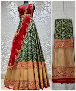 Diseñador Kanjivaram seda Impresión digital trabajo lehenga choli con banarasi dupatta ropa de boda precio al por mayor Ropa Étnica - Product Image 3