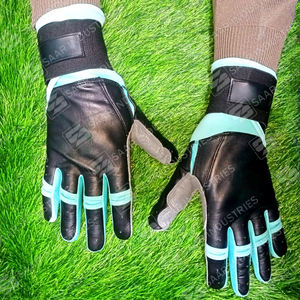 Guantes de bateo de béisbol de cuero de vaca genuino personalizados profesionales de alta calidad ligeros ambidiestros negro menta gris - Product Image 4
