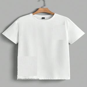 High Street Fashion Custom 180g Color sólido Lavado liso Casual Camiseta de manga corta para hombres Mujeres Punto con lentejuelas para adolescentes - Product Image 2