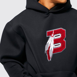 Écussons personnalisés en chenille, broderie à repasser, cousus sur broderie, avec votre logo personnalisé, sweat à capuche pour homme - Product Image 3