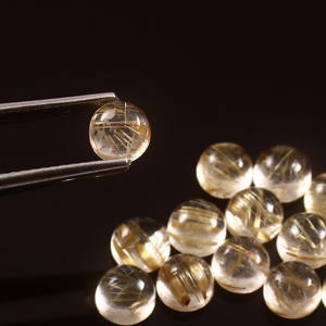 8X8MM AAA อัญมณีควอตซ์เจียระไนแบบกึ่งเพชรสังเคราะห์สังเคราะห์สีทอง rutile ขายส่ง AAA ++ 6.5 - Product Image 2