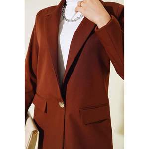 Chaqueta de un solo botón marrón - Product Image 3