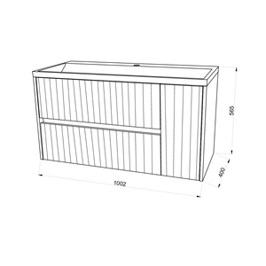 100cm Gold <b>Oak</b> Wood Two-piece Minimalist Wall-Hung <b>Bathroom</b> <b>Cabinet</b> Without Mirror Set - Product Image 4