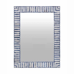 Espejo de pared con incrustaciones de hueso azul y blanco hecho a mano indio más vendido, rectángulo decorativo para uso en el baño del hogar - Product Image 1
