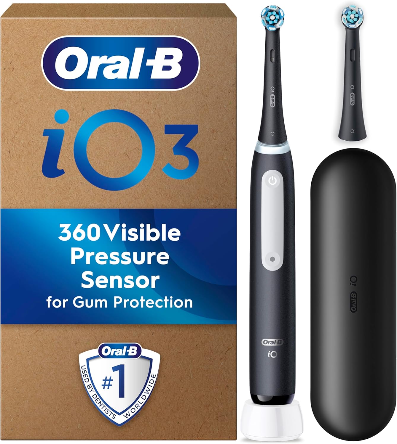 Oral-B iO3 электрическая зубная щетка, 2 головки зубных щеток, датчик давления, зубная щетка для взрослых с дорожным чехлом,