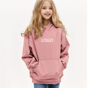 Vente en gros 100% sweat à capuche en coton molletonné enfants garçons filles couleur unie style sport décontracté hiver col à capuche poche lourde - Product Image 3