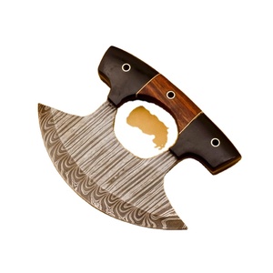 Damasco hecho a mano Chef Ullu cuchillo Chef cocina Ullu cuchillo resina y mango de madera con Funda de cuero - Product Image 6