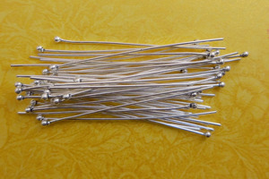 Pin de cabeza Chapado en plata esterlina Plata antigua y chapado en oro de 18K Calibre 20 Pin de ojo de 2 pulgadas Pin de cabeza decorativo B841 - Product Image 4