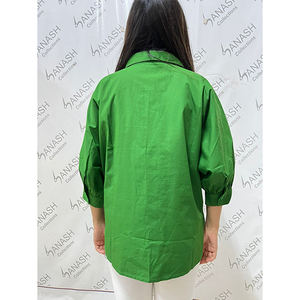 Fabricante indio, marca con clase, venta al por mayor, ropa de mujer, alta calidad, 100% algodón, Color sólido, camisa de manga larga para mujer - Product Image 4