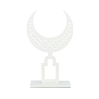 Support en métal minimaliste en forme de croissant de lune blanc perforé moderne pour la décoration de la maison moderne du Ramadan