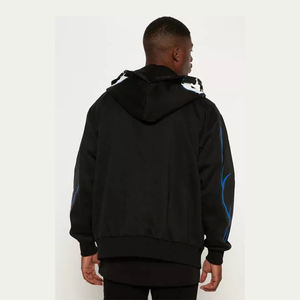 เสื้อกันหนาวมีฮู้ดแบบมีซิปเต็มของผู้ชายผ้าโพลีเอสเตอร์เกรดพรีเมี่ยมสีพื้นไซส์ใหญ่แบบลำลอง - Product Image 3