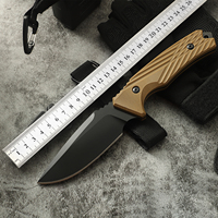 Couteau de survie tactique EDC à lame fixe en acier D2 avec revêtement en titane noir, lame pleine longueur, couteau de camping avec manche en G10