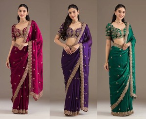 Sari de Seda Satén Frendy con Trabajo de Jari Dori - Product Image 5