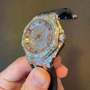 Montre unisexe de haute qualité, unique, en or romain, avec moissanite VSS, bijoux glacés, mouvement Miyota, bracelet en acier inoxydable, cadran carré, verre analogique - Product Image 2