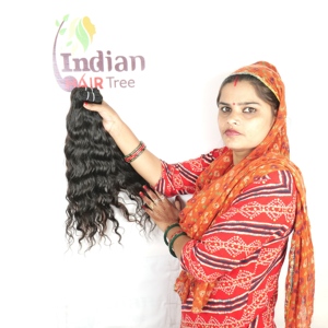 ผมต่อแบบอินเดียสำหรับผู้หญิงคลื่นมัดผมลอนนุ่มสลวยสีดำธรรมชาติแบบ100% - Product Image 3