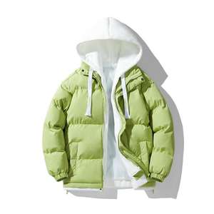 Women's Thickened Winter Coat with Warm Bubble Hood Unisex Printed Lined Puffer Jacket for Cold Weather Casual Knitted <b>Fabric</b> - Product Image 5