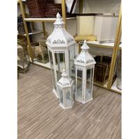Ensemble de lanternes marocaines en métal blanc avec revêtement en poudre, lot de 3, accessoires de décoration pour le Ramadan et l'Aïd, lanternes en métal, porte-bougie chauffe-plat à vendre