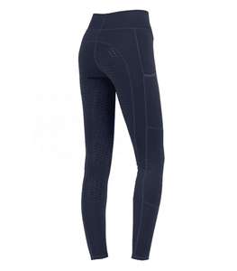 Pantalon d'équitation pour femme avec logo OEM imprimé, motif nid d'abeille, 2 poches, siège intégral, taille élastique, silicone - Product Image 2