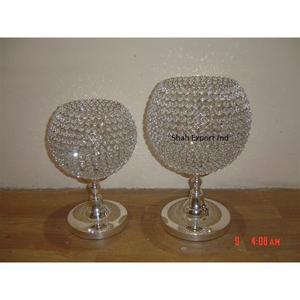 Bougeoir en argent cristal scintillant piédestal base en métal centres de table pour décorations d'événements de table de mariage - Product Image 4