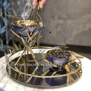 Brûleur d'encens arabe en nacre incrusté de bois de santal de haute qualité avec plateau et parfum de boîte à bonbons Prix attractif - Product Image 2