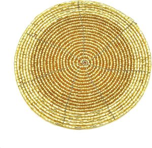 Golden Glass Beads <b>Table</b> <b>Coaster</b> Best for Parties and Other Functions Tableware Decorative Beast Design <b>Coaster</b> - Product Image 5