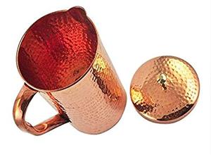 Pichet en cuivre pur martelé de concepteur en métal Pichet Verres Vaisselle pour l'eau potable Avantages pour la santé Vente à forte demande - Product Image 5