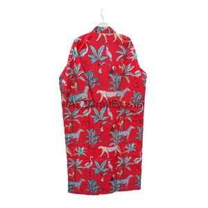 ชุดว่ายน้ำกิโมโนผ้าฝ้ายน้ำหนักเบาของผู้หญิงเสื้อคลุมอาบน้ำพิมพ์ลายดอกไม้สีแดงลายป่าระบายอากาศได้ดีทุกฤดูและชุดนอน - Product Image 6