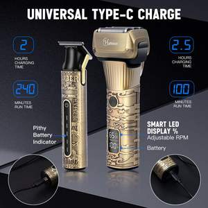 Tondeuse à barbe électrique pour homme avec lame en T, rasoir à grille, affichage LED, étanche, idéal pour les applications en camping-car - Product Image 5