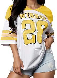 Vente en gros impression par sublimation personnalisée concevez votre propre équipe vêtements de football américain maille coupe ample épaule tombante maillot à col en V - Product Image 2