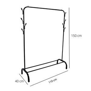 Porte-vêtements sur pied Myrva Leaf Rack, 1 tube, à un seul niveau, design minimaliste, rangement de placard en métal - Product Image 5