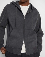 Veste à capuche tricotée et tissée pour homme, 70% laine, 30% cachemire, gris anthracite, fermeture éclair intégrale, poche kangourou, sweat à capuche zippé, manteau décontracté