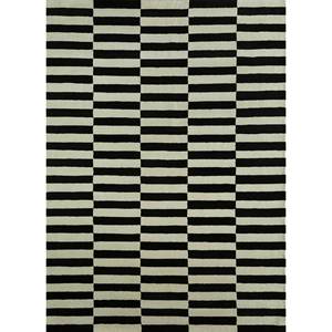 พรมขนสัตว์ทอมือสีเทาดำลายเส้นรุ่นใหม่ รุ่น TR-13166 สำหรับห้องนั่งเล่น ขนาดใหญ่ รูปทรงสี่เหลี่ยมผืนผ้า ลายทาง สำหรับตกแต่งบ้าน - Product Image 1