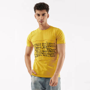 Camiseta de hombre de alta calidad superventas Top Trending algodón amarillo con patrón de estampado para adultos - Product Image 2