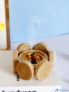 Quemador de incienso de madera de acacia Recogedor de cenizas de madera Soporte de incienso hecho a mano Incensario de madera natural Quemador de incienso rústico - Product Image 2